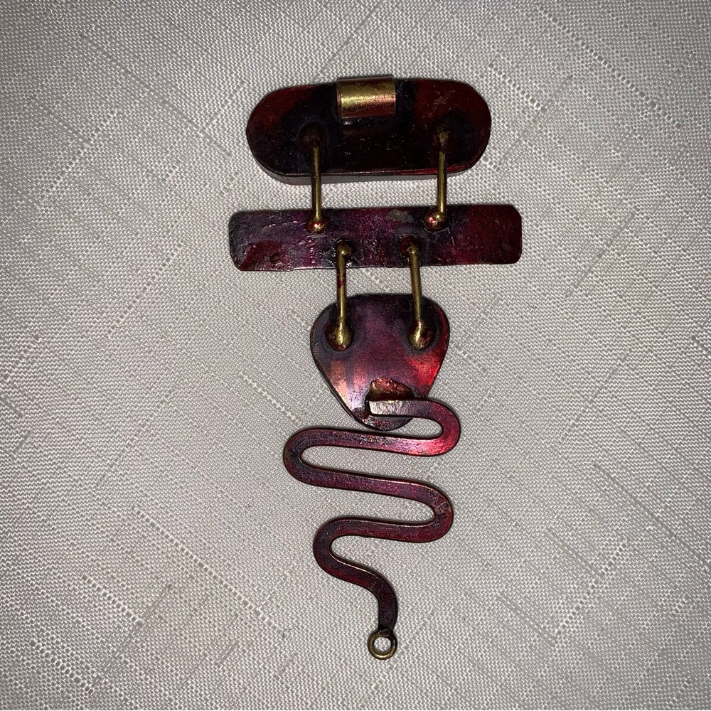 Handmade Artisan Jewelry Set Earrings Pendant Stone Metal Statement 80s 90s Y2K - Picture 6 of 12
